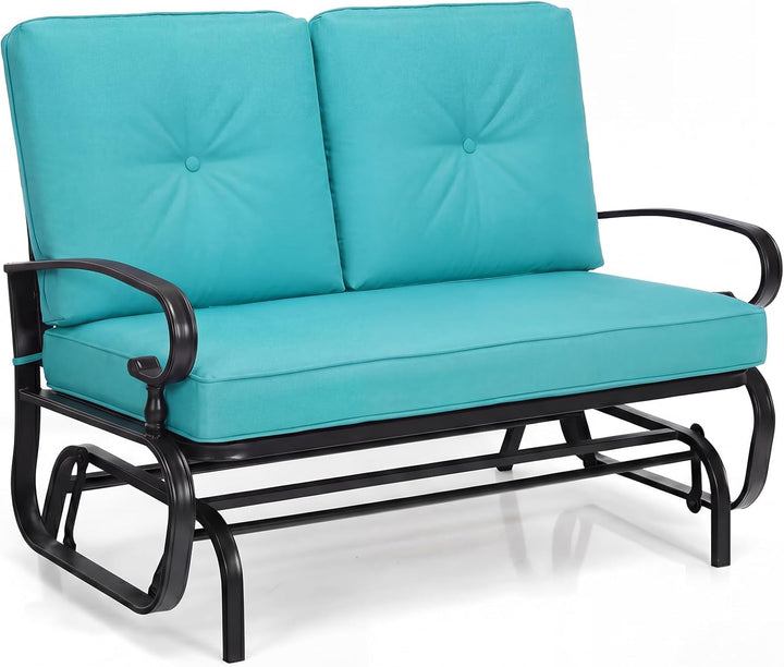 Giantex Outdoor Glider Bench Patio Loveseat with Cushions