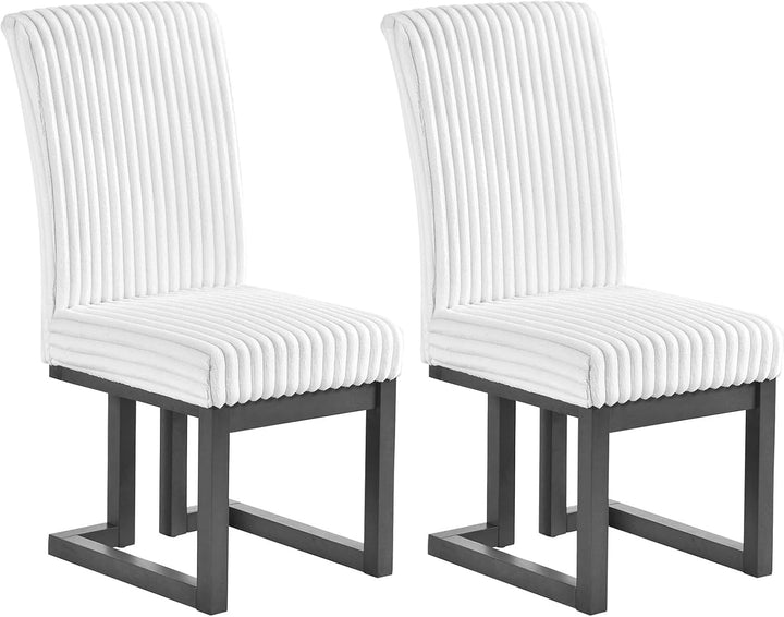 GIANTEX Upholstered Dining Chairs Set of 2, Kitchen Chairs with High Back | Modern Dining Room Chairs with Fabric Channel Back &amp; Seat