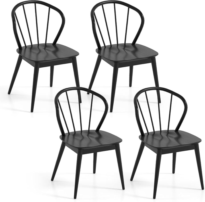 Giantex Wooden Dining Chairs Set of 2/4, Windsor Kitchen Chairs w/High Spindle Back &amp; Rubber Wood Legs