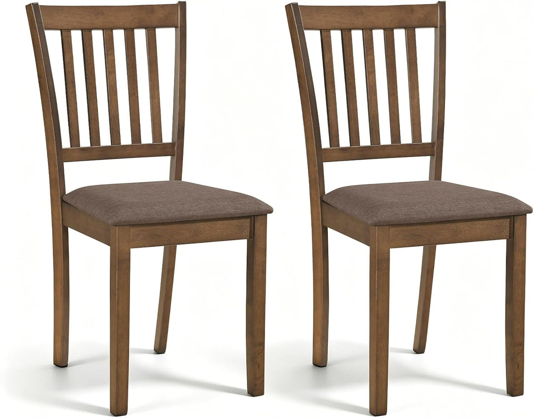 Giantex Modern Farmhouse Wood Slat-Back Kitchen Chairs w/Padded Seat (2/4)