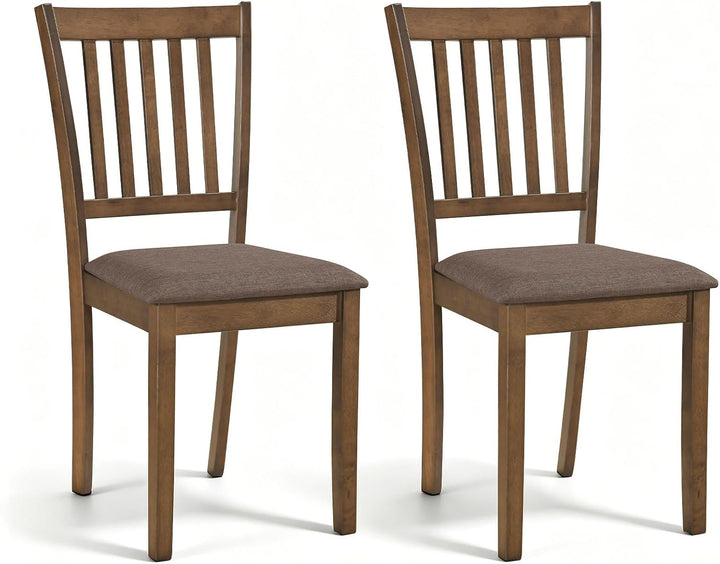 Giantex Modern Farmhouse Wood Slat-Back Kitchen Chairs w/Padded Seat (2/4)