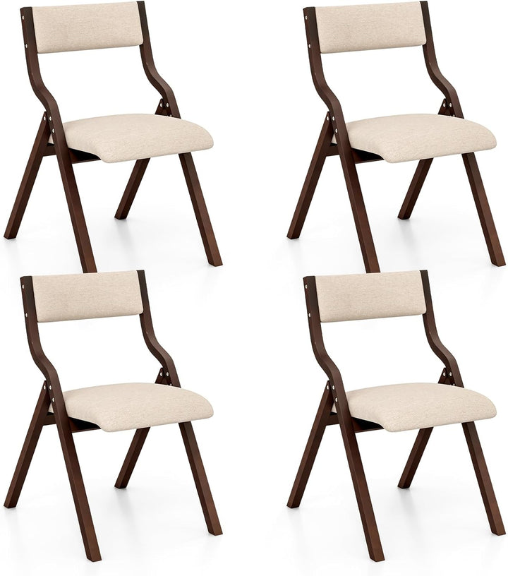 Folding Dining Chair Set of 2, No Assembly Folding Chairs w/Linen Padded Seats - Giantex