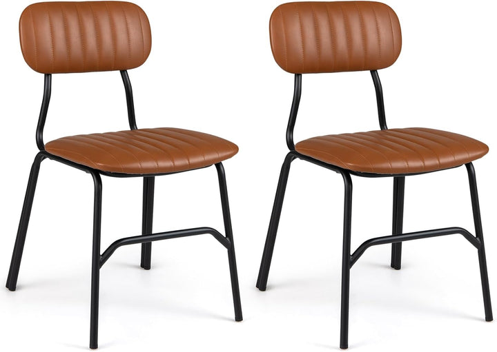 GIANTEX Metal Dining Chairs PU Leather Upholstered Kitchen Chairs | Modern Dining Room Chair w