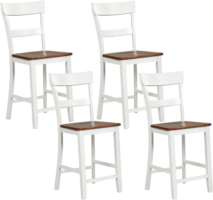 Giantex Wooden Bar Stools Counter Height Set of 2, 24.5" Farmhouse Wood Bar Dining Chairs