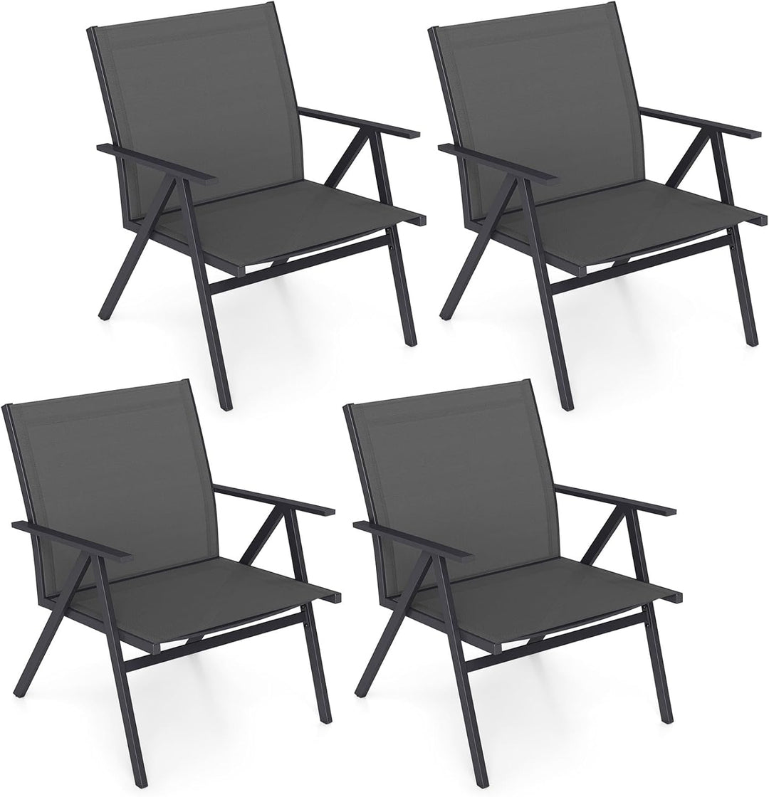 Giantex All Weather Outdoor Dining Chairs w/Sturdy Metal Frame &amp; Breathable Seat Back