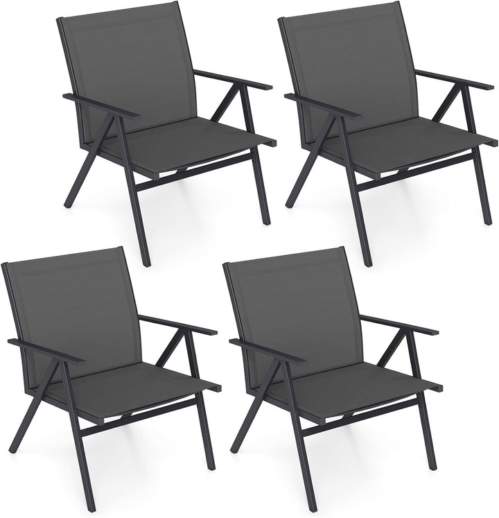 Giantex All Weather Outdoor Dining Chairs w/Sturdy Metal Frame &amp; Breathable Seat Back