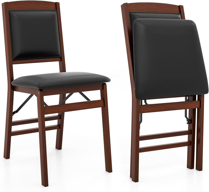 Giantex Folding Dining Chairs Set | Foldable Wood Kitchen Chairs with Padded Seat (2/4)