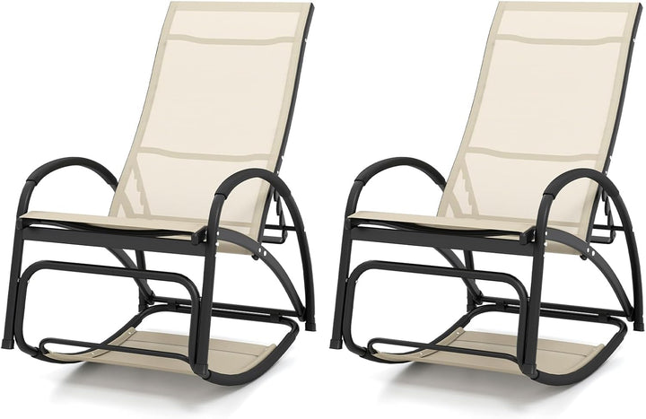 Giantex 2-in-1 Outdoor Rocking Chair, Convertible Lounge Chair with 4-Position Adjustable Backrest