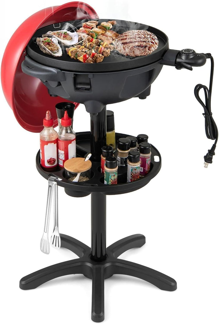 Giantex 1200W Electric BBQ Grills Outdoor Cooking with Lid &amp; Thermometer