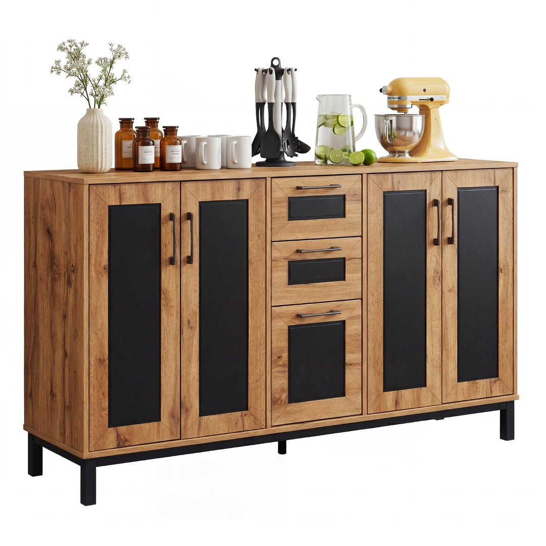 Giantex 63” Sideboard Buffet Cabinet with 3 Drawers &amp; Storage Shelves
