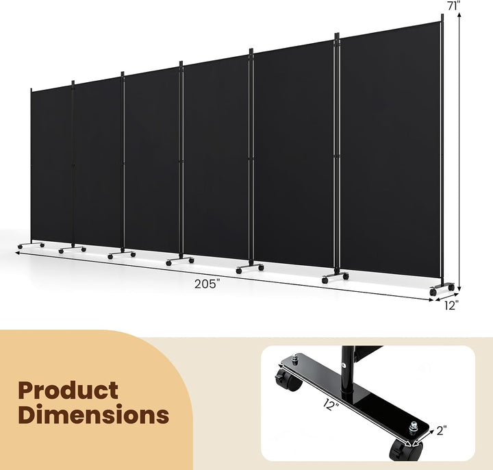 Giantex Folding Room Divider with Wheels