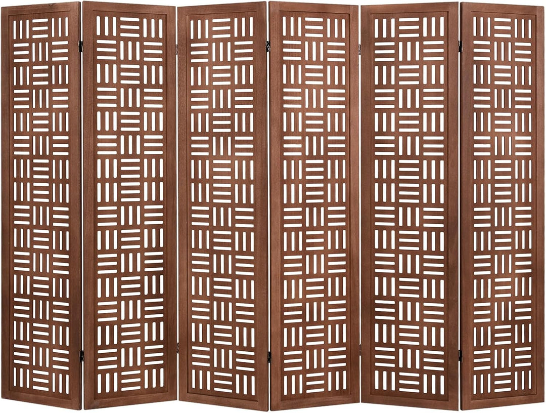Giantex 4/6 Panels Room Divider - Folding Room Dividers with Carved Cutout Pattern &amp; Solid Wood Frame