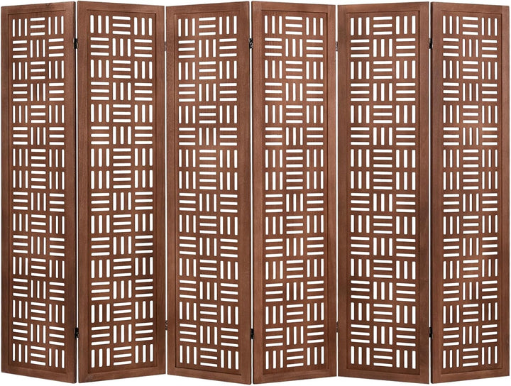 Giantex 4/6 Panels Room Divider - Folding Room Dividers with Carved Cutout Pattern &amp; Solid Wood Frame