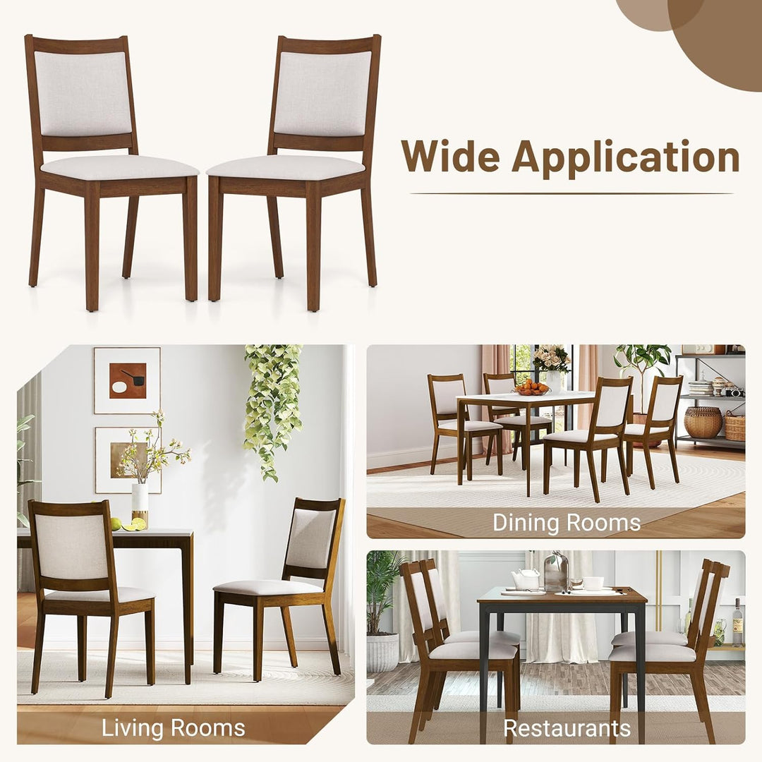 Giantex Upholstered Dining Chairs Set of 2/4, Modern Farmhouse Kitchen Chairs w/Padded Backrest &amp; Cushioned Seat, Rubber Wood Frame