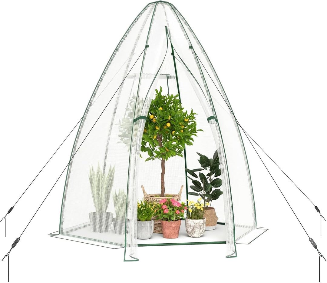 Giantex Portable Walk-in Greenhouse - 5.5’x5.5’x6’ PE Cover, Roll-up Zippered Door, Window