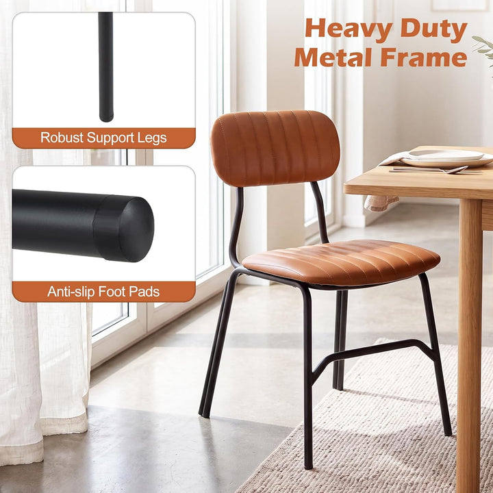 GIANTEX Metal Dining Chairs PU Leather Upholstered Kitchen Chairs | Modern Dining Room Chair w