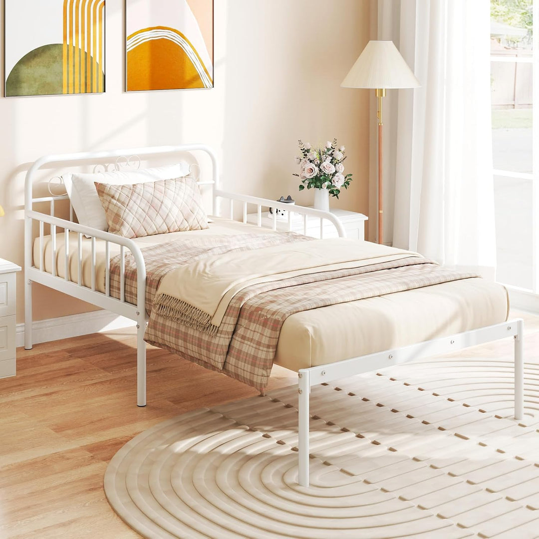 Giantex Metal Twin Bed Frame, Convertible Sofa Bed with Headboard &amp; Armrests, Pull-Out Sleeper Chair Bed