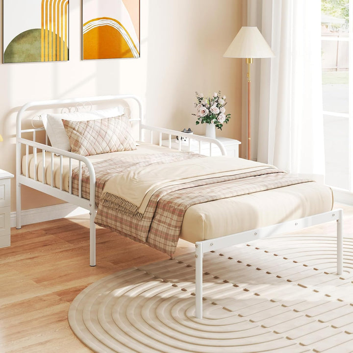 Giantex Metal Twin Bed Frame, Convertible Sofa Bed with Headboard &amp; Armrests, Pull-Out Sleeper Chair Bed
