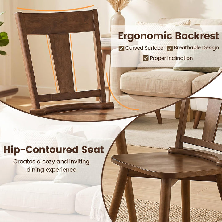 GIANTEX Wooden Dining Chairs Set of 2, Solid Wood Kitchen Chairs | Modern Farmhouse Dining Room Chairs w/Hollowed Backrest