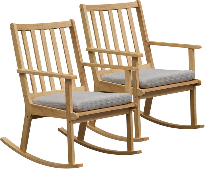 Giantex Rocking Chair with Cushion Solid Rubber Wood Rocker with Padded Seat
