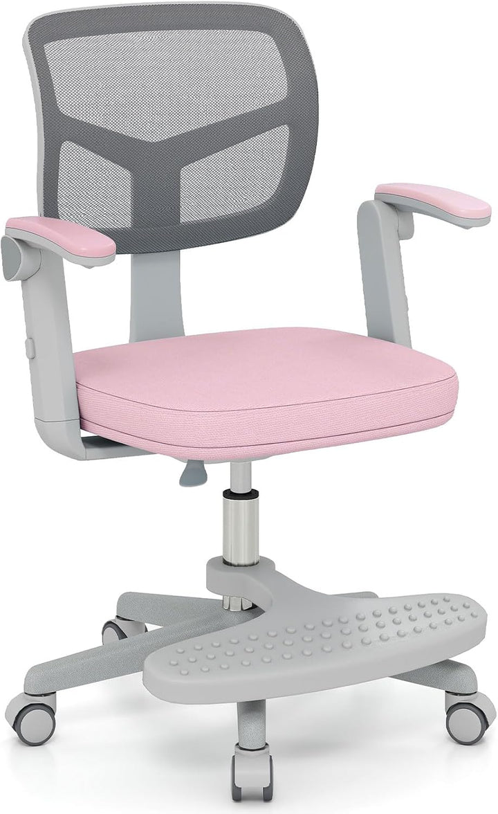 Kids Desk Chair, Ergonomic Adjustable Student Rolling Chair with Footrest &amp; Flip-up Armrest