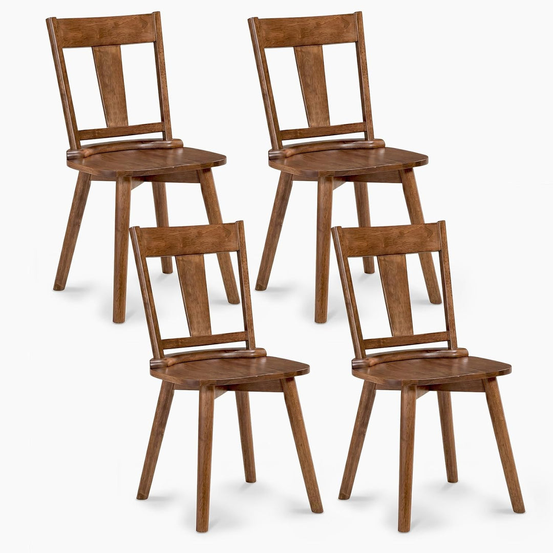 GIANTEX Wooden Dining Chairs Set of 2, Solid Wood Kitchen Chairs | Modern Farmhouse Dining Room Chairs w/Hollowed Backrest