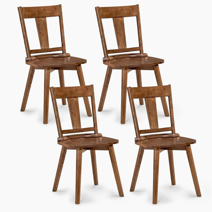 GIANTEX Wooden Dining Chairs Set of 2, Solid Wood Kitchen Chairs | Modern Farmhouse Dining Room Chairs w/Hollowed Backrest
