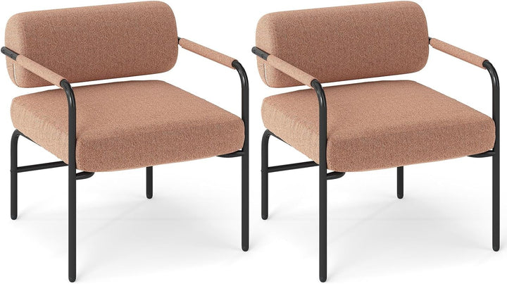 Giantex Velvet Upholstered Living Room Chair with Thickened Backrest &amp; Metal Armrests