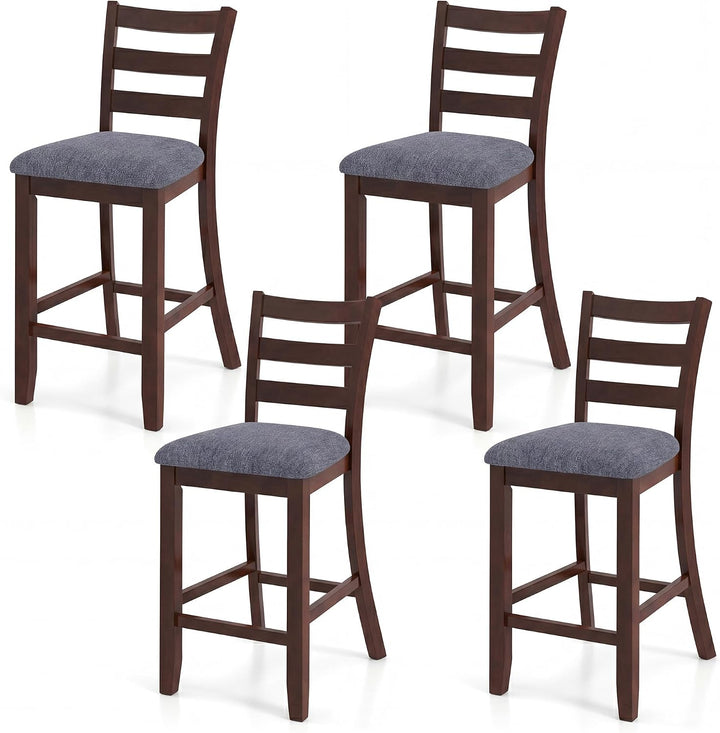 Giantex 26 Inch Farmhouse Upholstered Wooden Barstools with Footrest (2/4)
