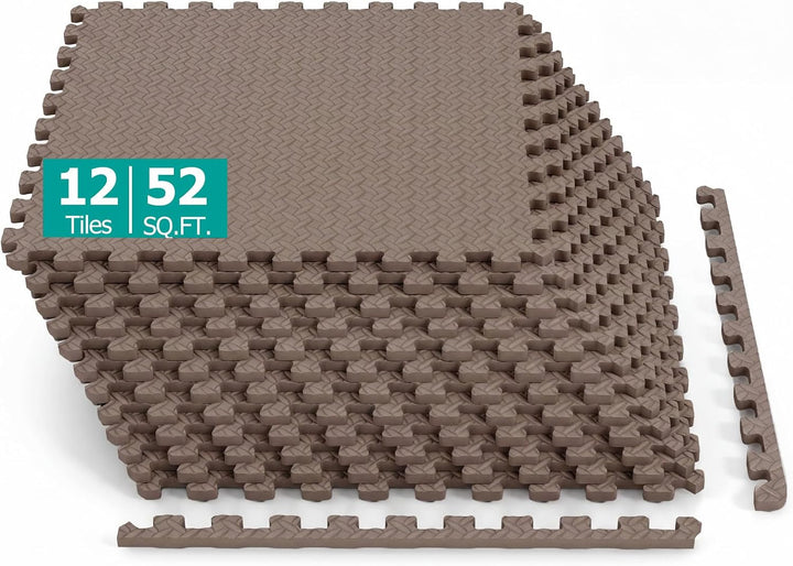 GIANTEX Interlocking Foam Tiles, EVA Foam Mats | 1/2 Inch Thick Puzzle Floor Tiles with Border Edge