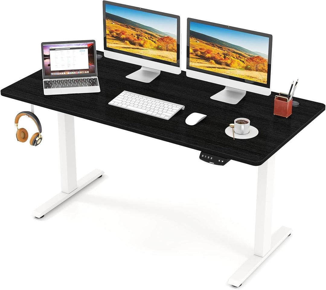 Giantex Electric Dual Motor Standing Desk | 55" x 28" Height Adjustable Sit Stand Computer Workstation w/3 Memory Height