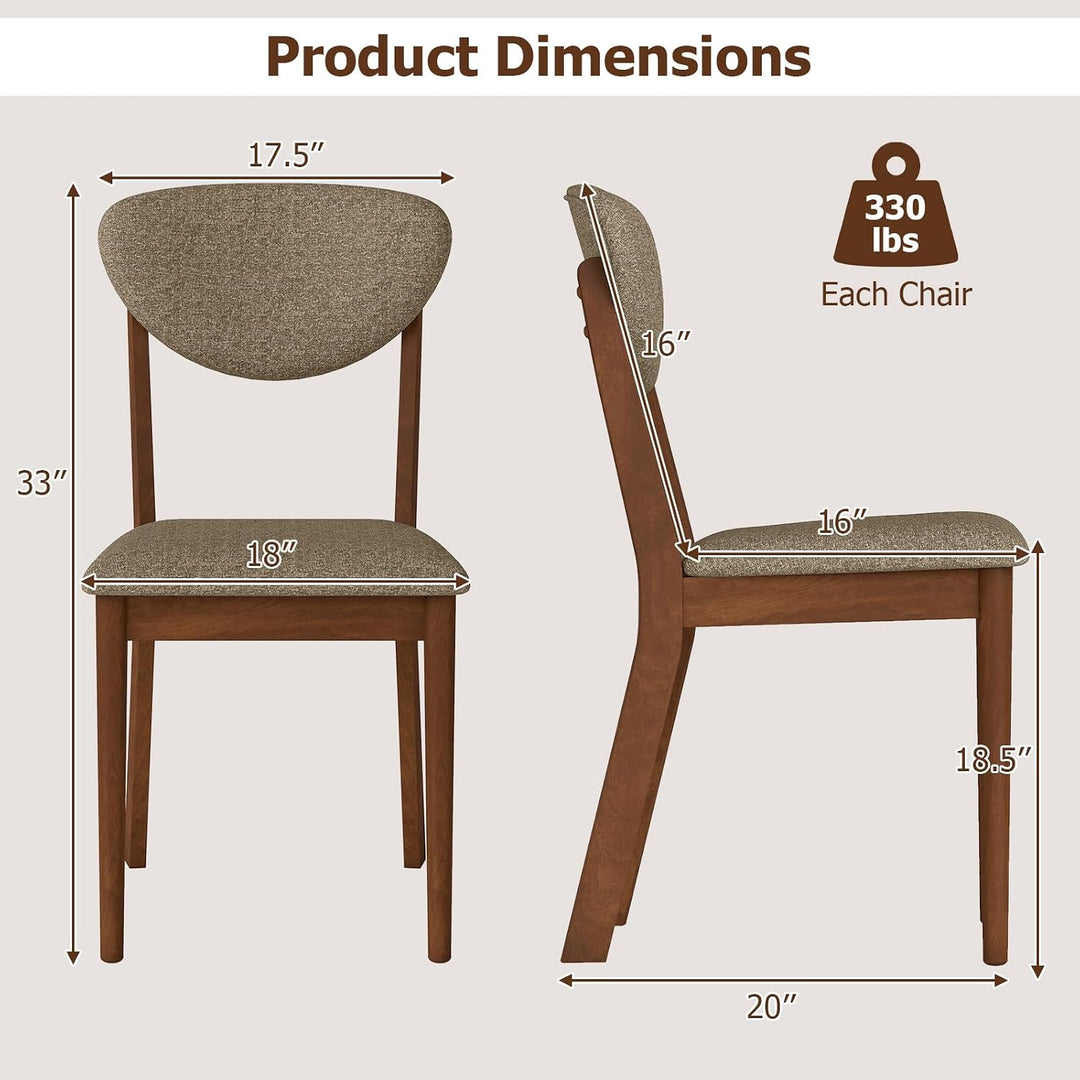 GIANTEX Wooden Dining Chairs Set of 4, Upholstered Kitchen Chairs | Farmhouse Dining Room Chair w/ Padded Seat &amp; Back