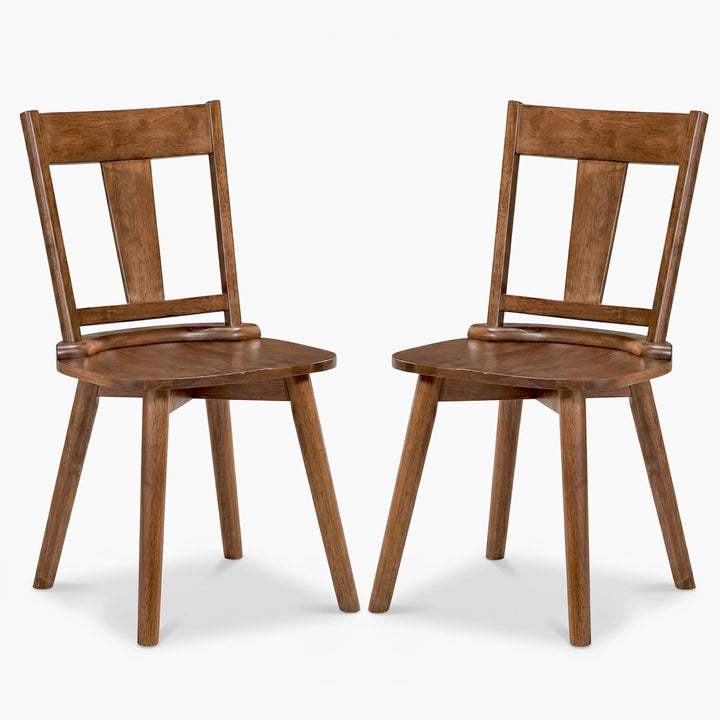 GIANTEX Wooden Dining Chairs Set of 2, Solid Wood Kitchen Chairs | Modern Farmhouse Dining Room Chairs w/Hollowed Backrest