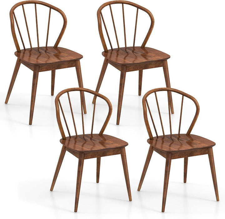 Giantex Wooden Dining Chairs Set of 2/4, Windsor Kitchen Chairs w/High Spindle Back &amp; Rubber Wood Legs
