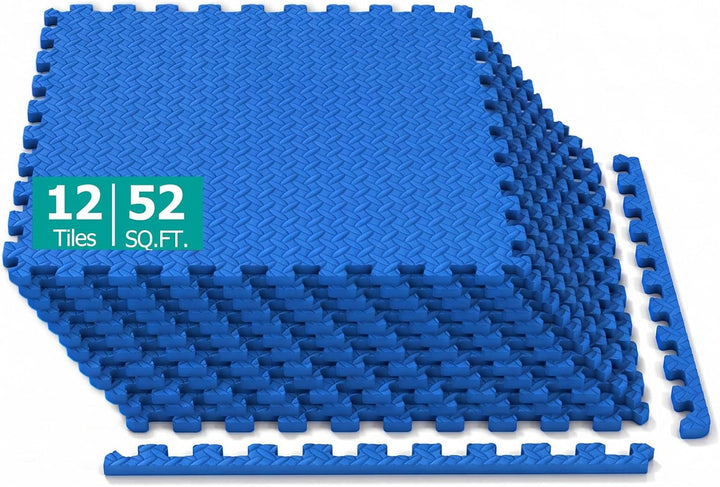 GIANTEX Interlocking Foam Tiles, EVA Foam Mats | 1/2 Inch Thick Puzzle Floor Tiles with Border Edge