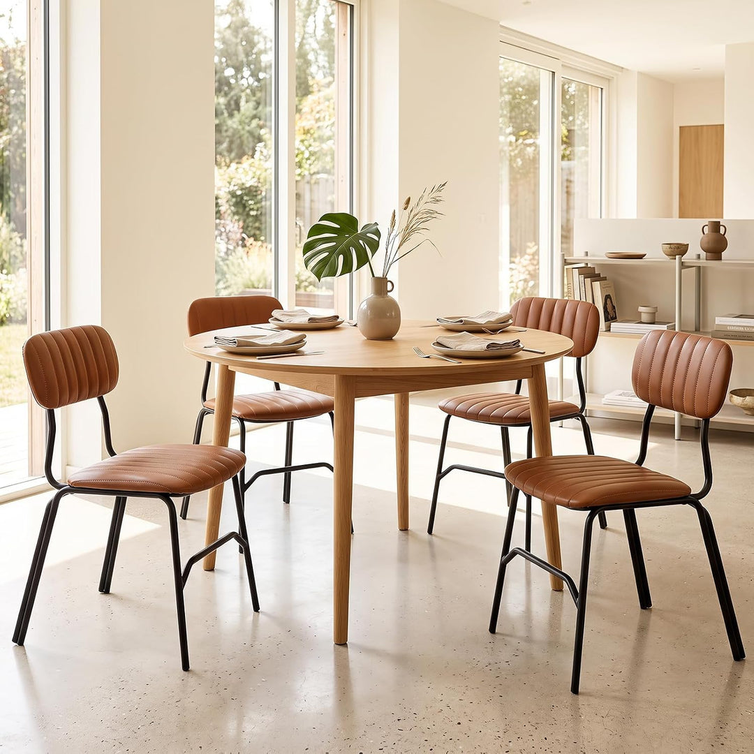 GIANTEX Metal Dining Chairs PU Leather Upholstered Kitchen Chairs | Modern Dining Room Chair w