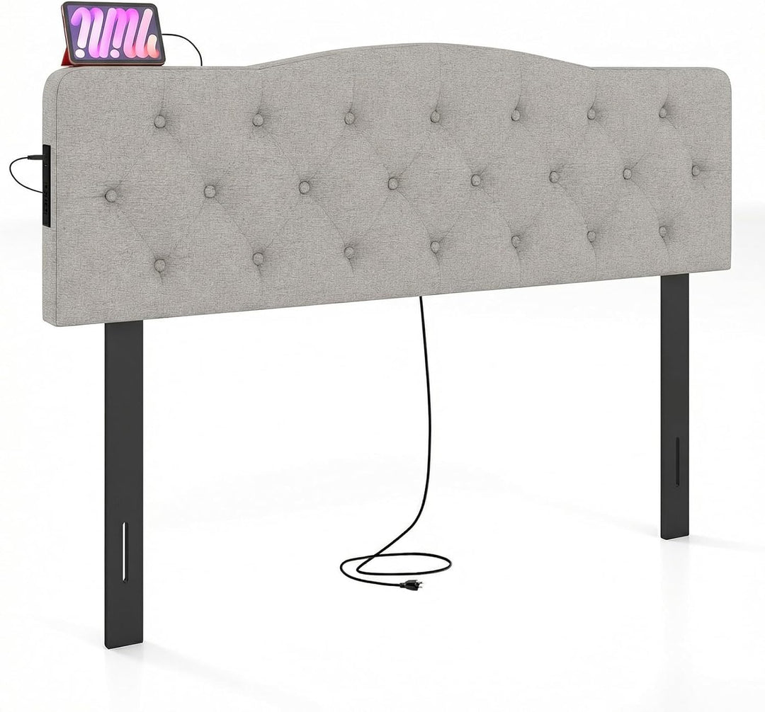 Giantex Headboard with 2 AC Outlets for Queen &amp; Full Size Bed