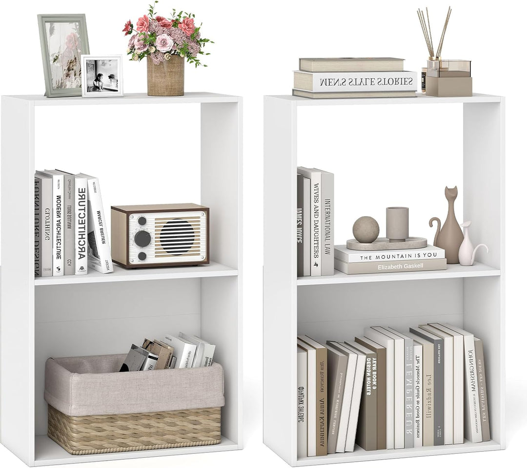 Giantex 3-Tier Bookshelf | 2-Cube Bookcase w/Open Storage Compartment (1/2)