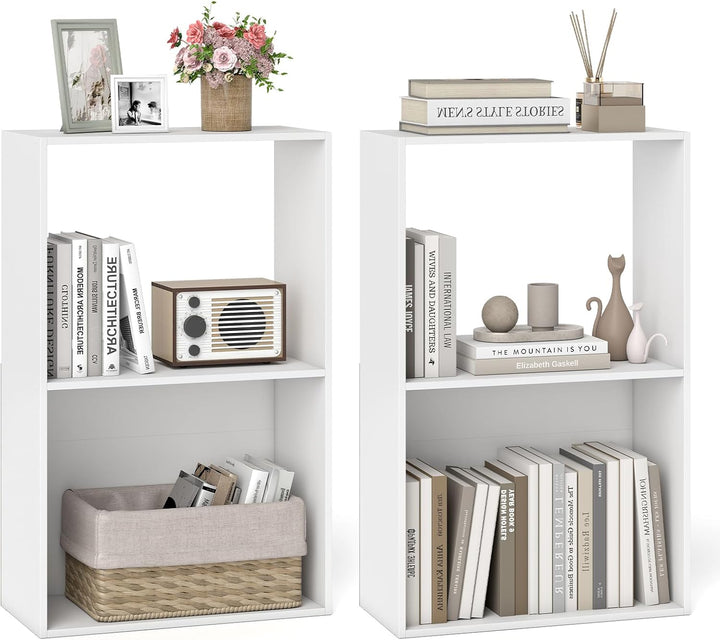 Giantex 3-Tier Bookshelf | 2-Cube Bookcase w/Open Storage Compartment (1/2)