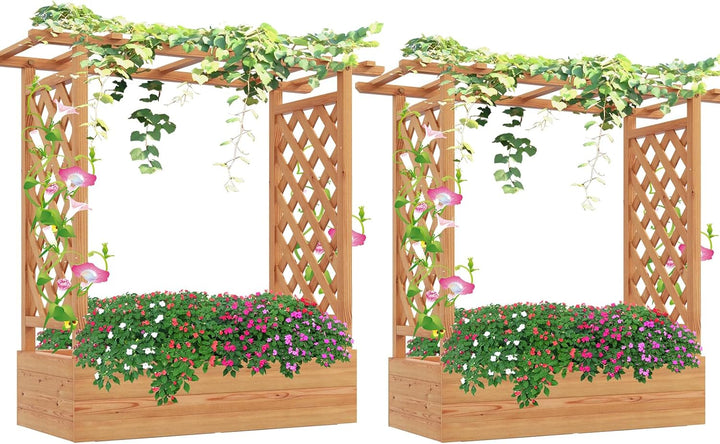 Giantex Raised Garden Bed with 2-Sided Trellis &amp; Hanging Roof
