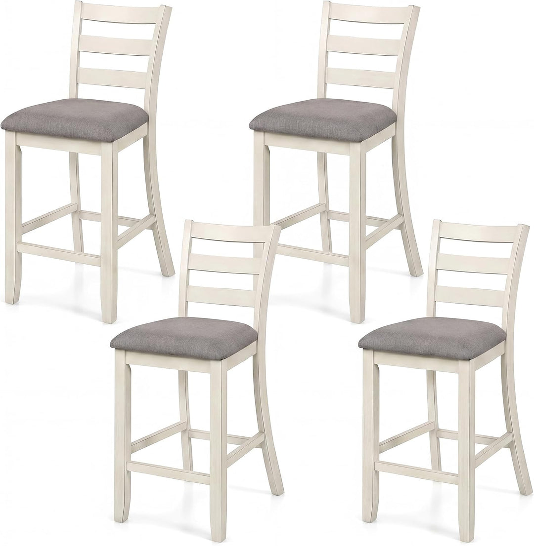 Giantex 26 Inch Farmhouse Upholstered Wooden Barstools with Footrest (2/4)