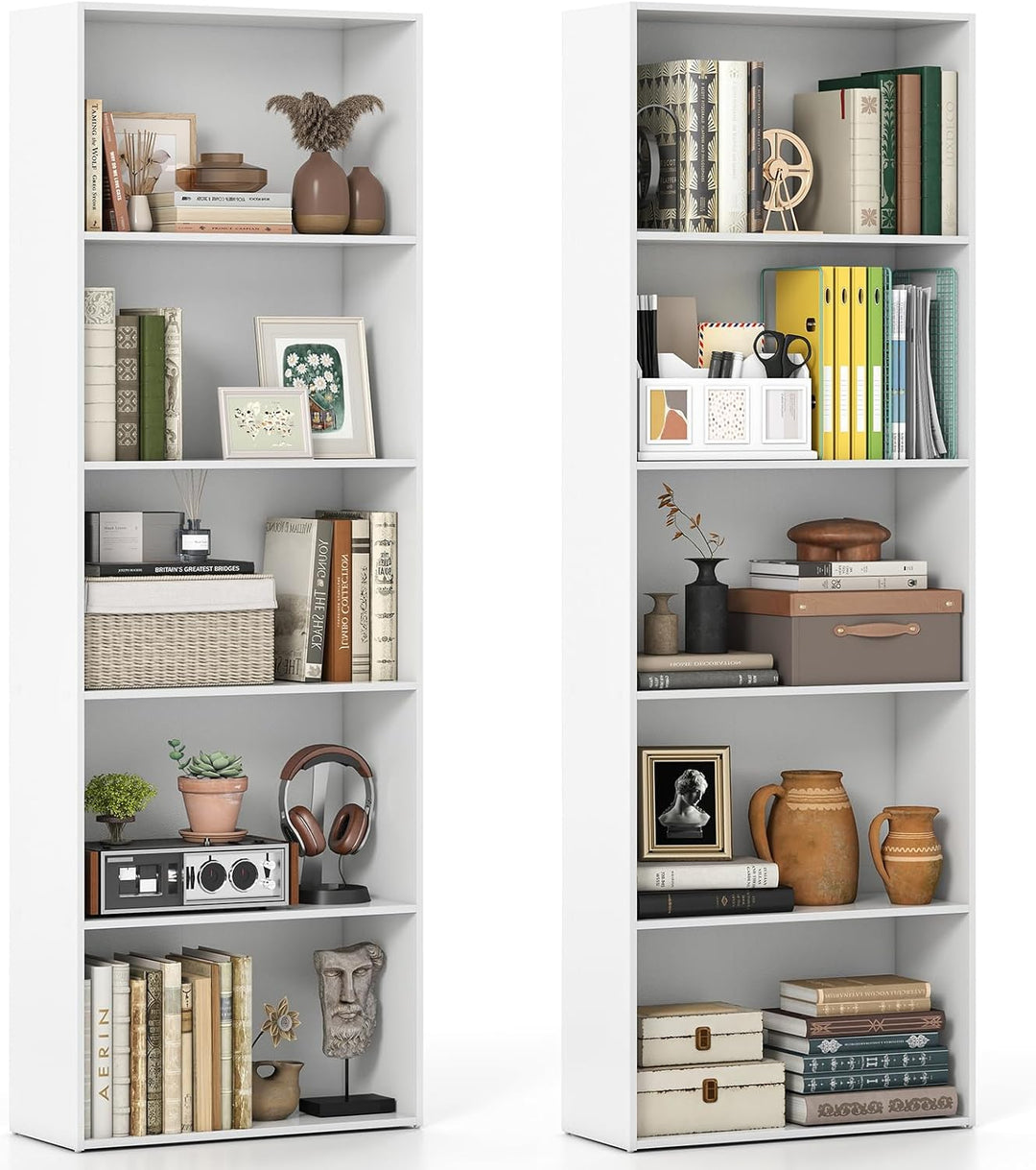 Giantex 5-Tier Bookshelf Freestanding Tall Bookcase with 5 Open Compartments