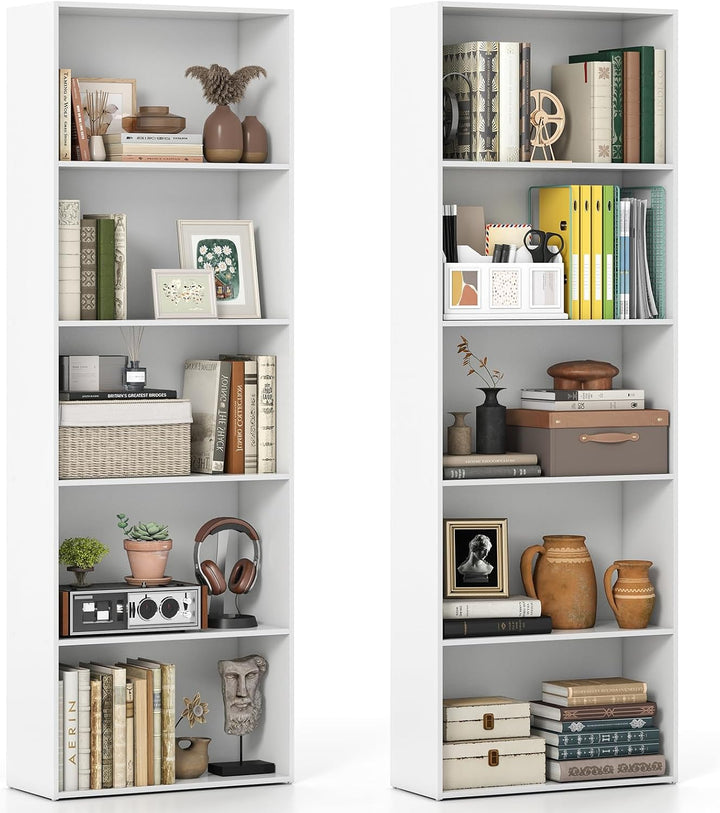 Giantex 5-Tier Bookshelf Freestanding Tall Bookcase with 5 Open Compartments