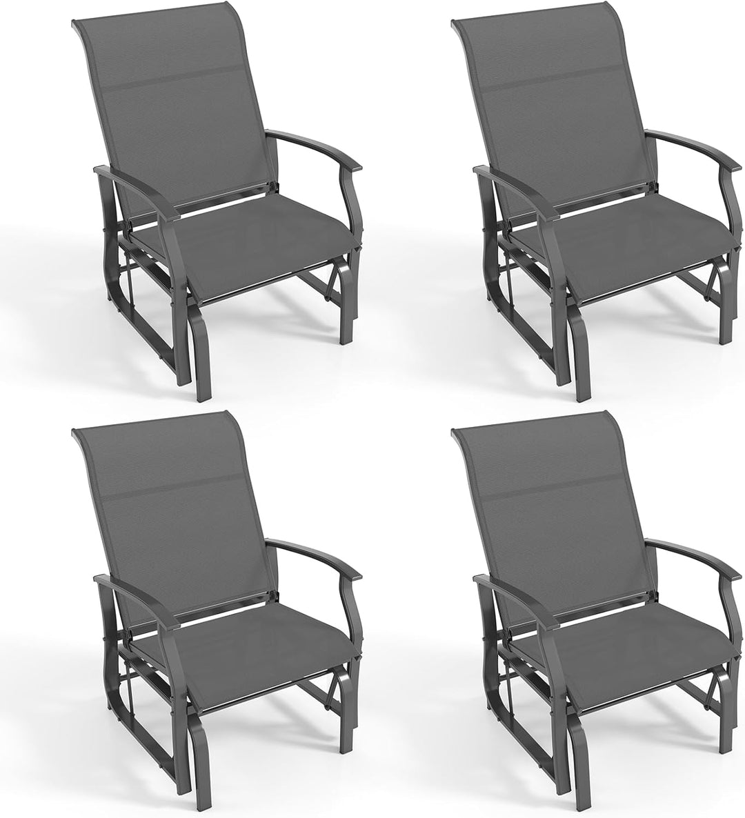 Giantex 2-Pack Outdoor Glider Rocking Chairs with Ergonomic Backrest &amp; Seat