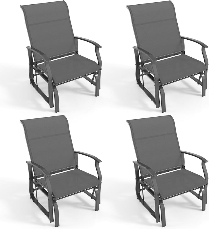 Giantex 2-Pack Outdoor Glider Rocking Chairs with Ergonomic Backrest &amp; Seat