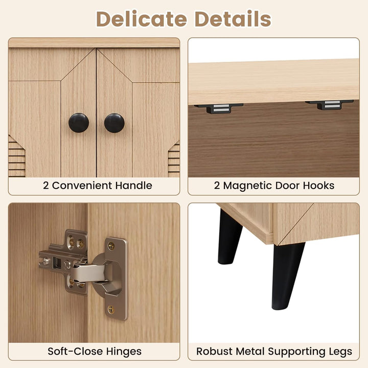 GIANTEX Geometric Shoe Cabinet with 2 Doors, 4-Tier Shoe Storage Cabinet