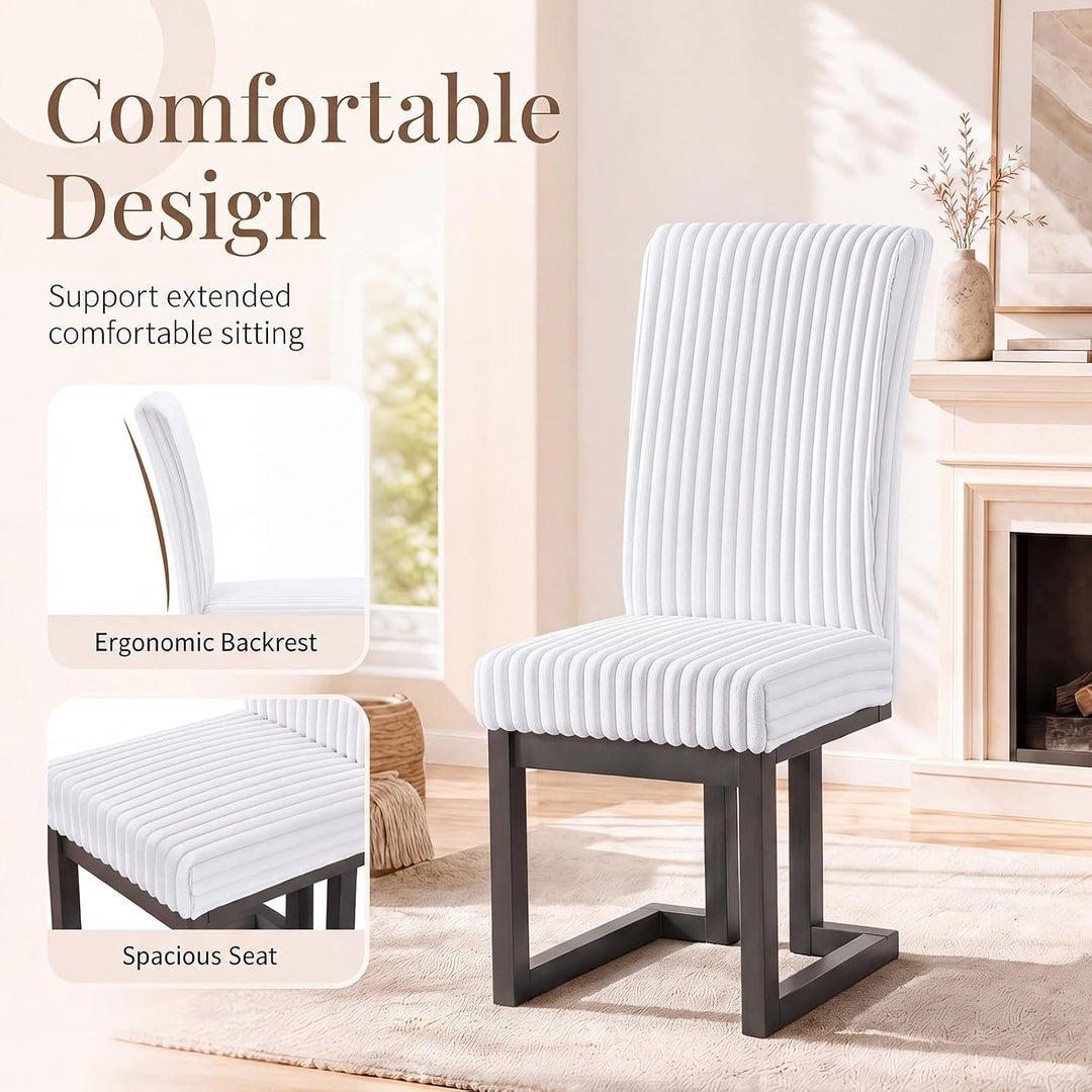 GIANTEX Upholstered Dining Chairs Set of 2, Kitchen Chairs with High Back | Modern Dining Room Chairs with Fabric Channel Back &amp; Seat