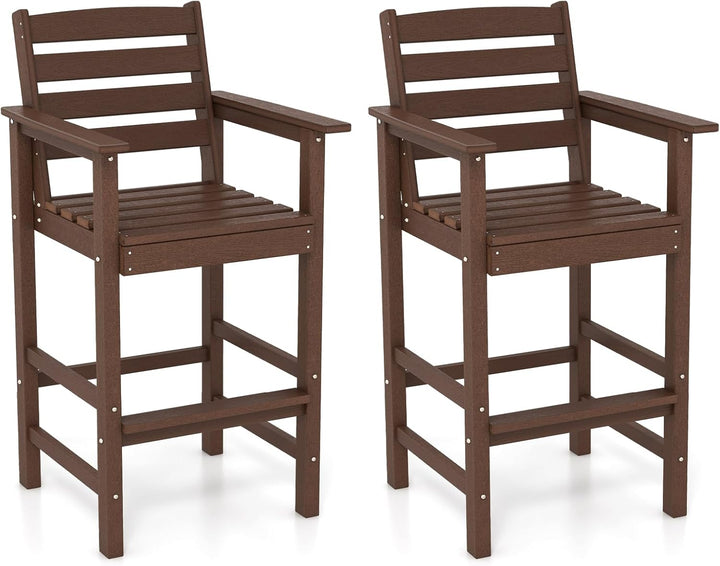 Giantex 29” Bar Stools Set of 2/4, HDPE Barstools w/Back, Armrests &amp; Footrests, Max Load 330Lbs