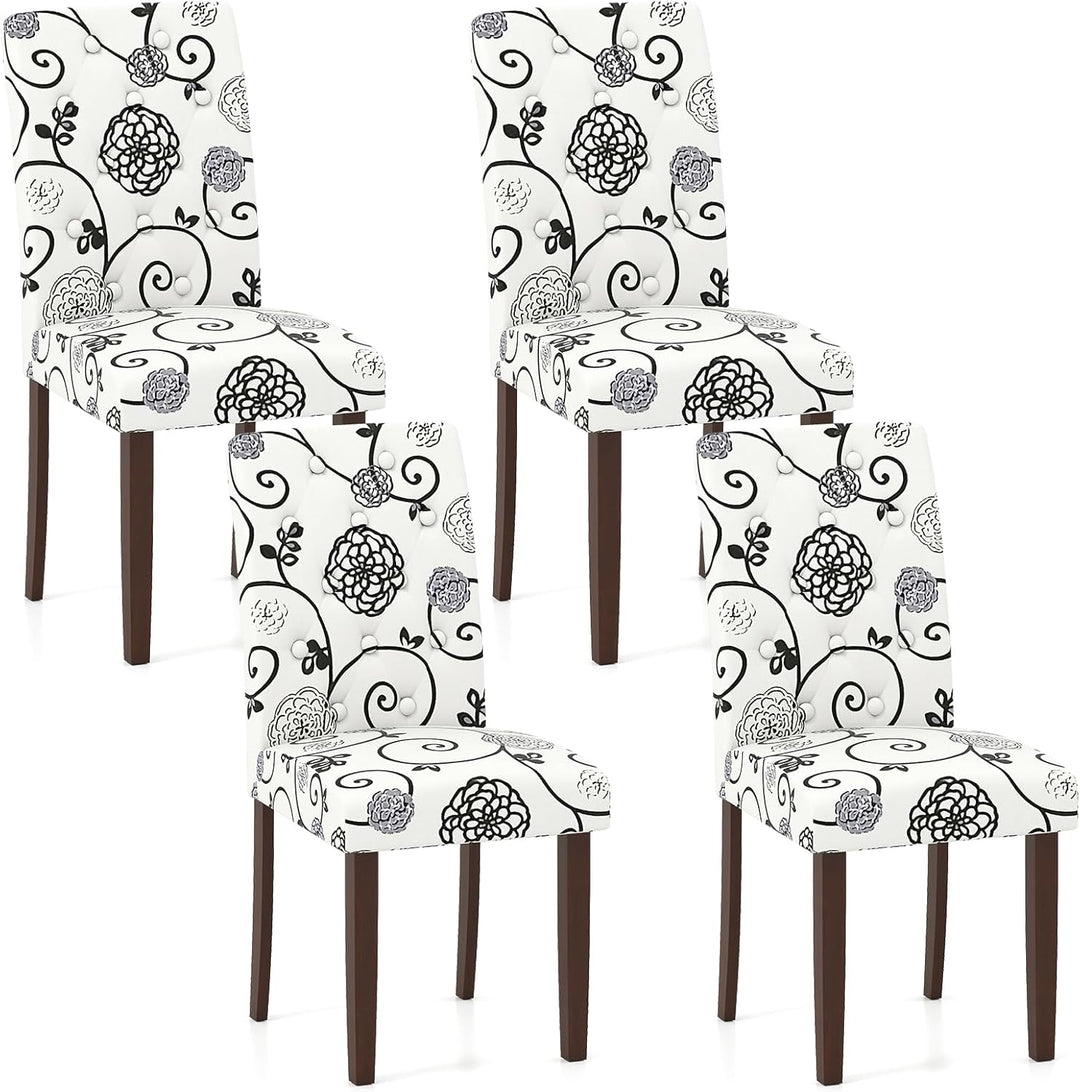 Giantex Tufted Dining Chairs Set of 2/4 Upholstered Kitchen Chairs w/Padded Seat &amp; High Backrest