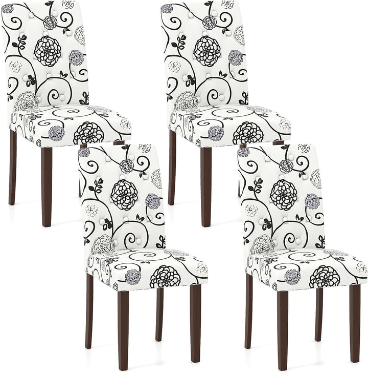 Giantex Tufted Dining Chairs Set of 2/4 Upholstered Kitchen Chairs w/Padded Seat &amp; High Backrest